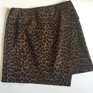 Ann Taylor Leopard Asymmetrical Mini Skirt